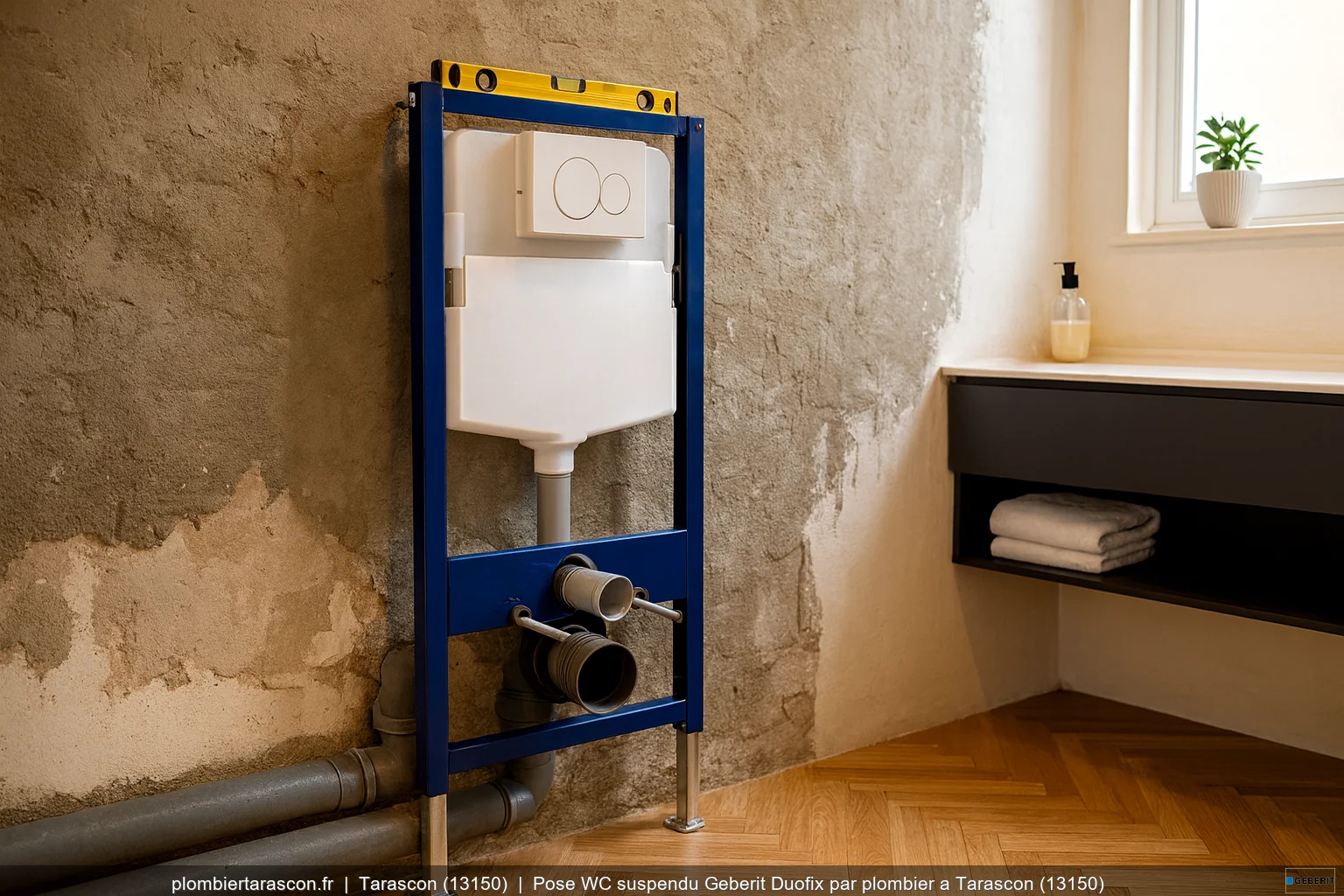 Pose WC suspendu Geberit Duofix par plombier a Tarascon (13150)